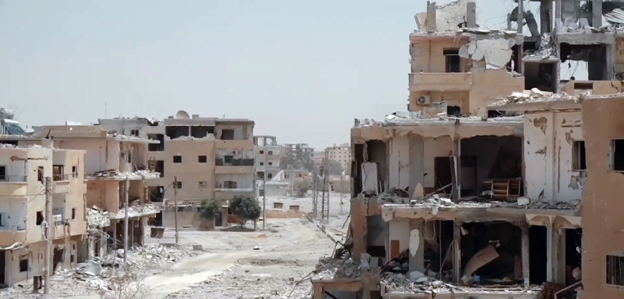 Destroyed neighbourhood in Raqqa, Syria