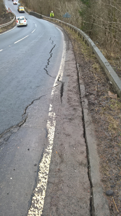 Crack in road A801