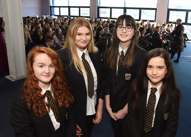 Left to right are pupils Emma Polsom, Holly Cunningham, Kayleigh Innes, and Kennedy Mcleish.