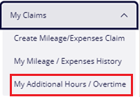 My Claims Drop down