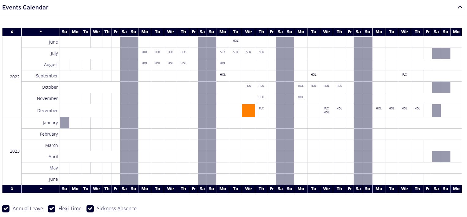 Time management calendar view