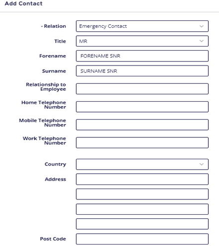 New contact details form