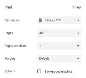 Print option with save as PDF using google chrome