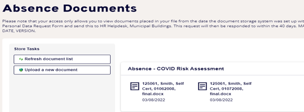 Example screenshot showing the uploaded document