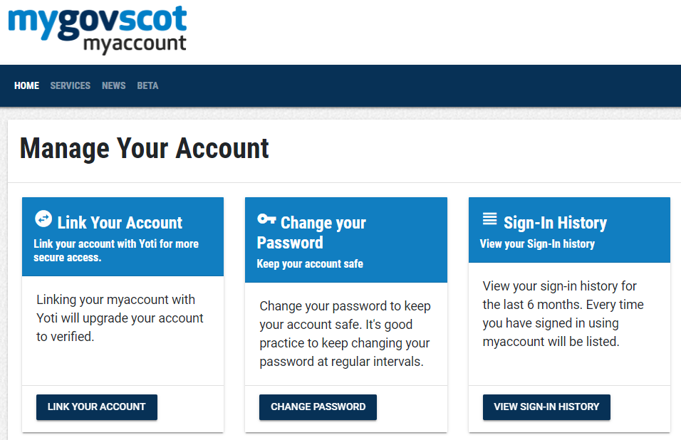 Screenshot of amending your account details